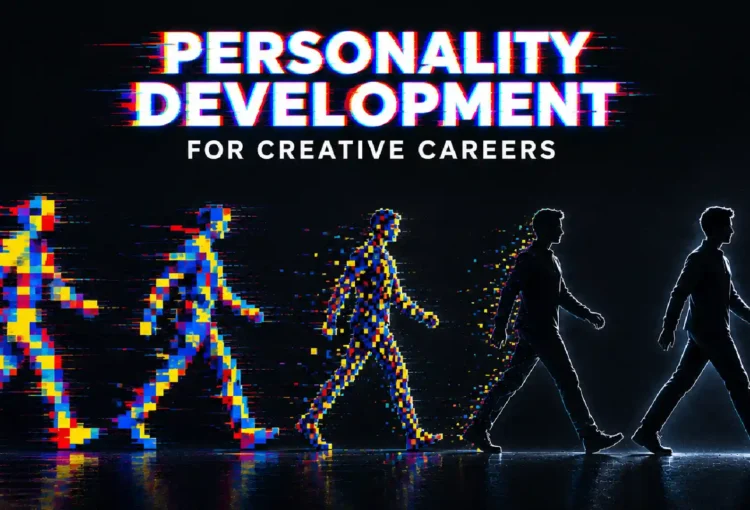 Personality development for creative careers showing the evolution of individuals building confidence and professional skills.